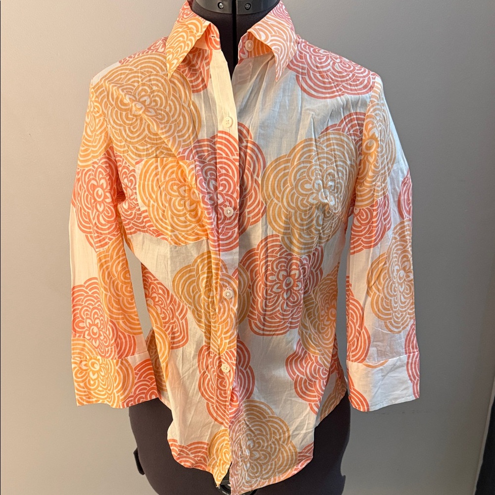 Express Orange and Pink Floral Blouse